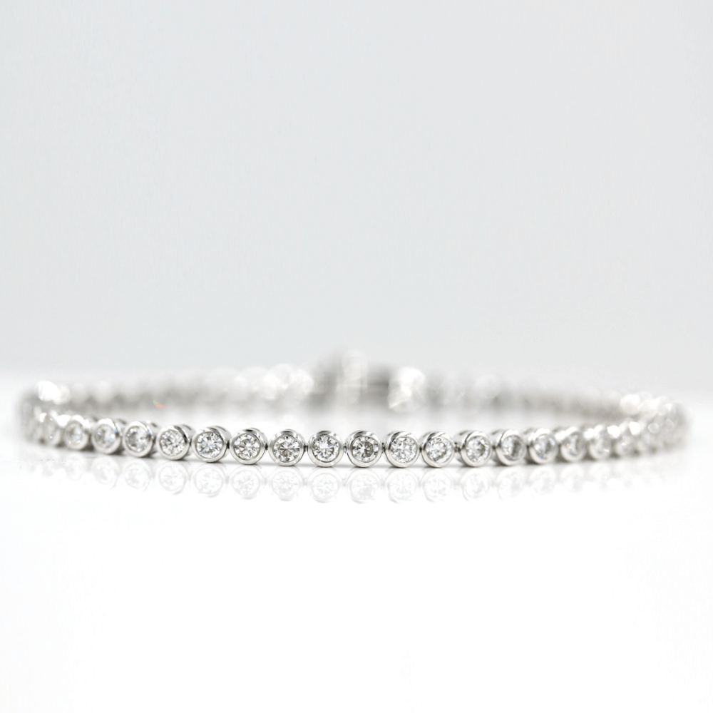 The Bezel Tennis Bracelet - Round - Rose Gold - Box Clasp