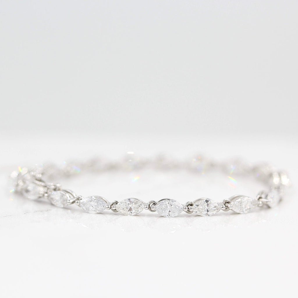 The Marquise Tennis Bracelet - Marquise - Yellow Gold - Box Clasp