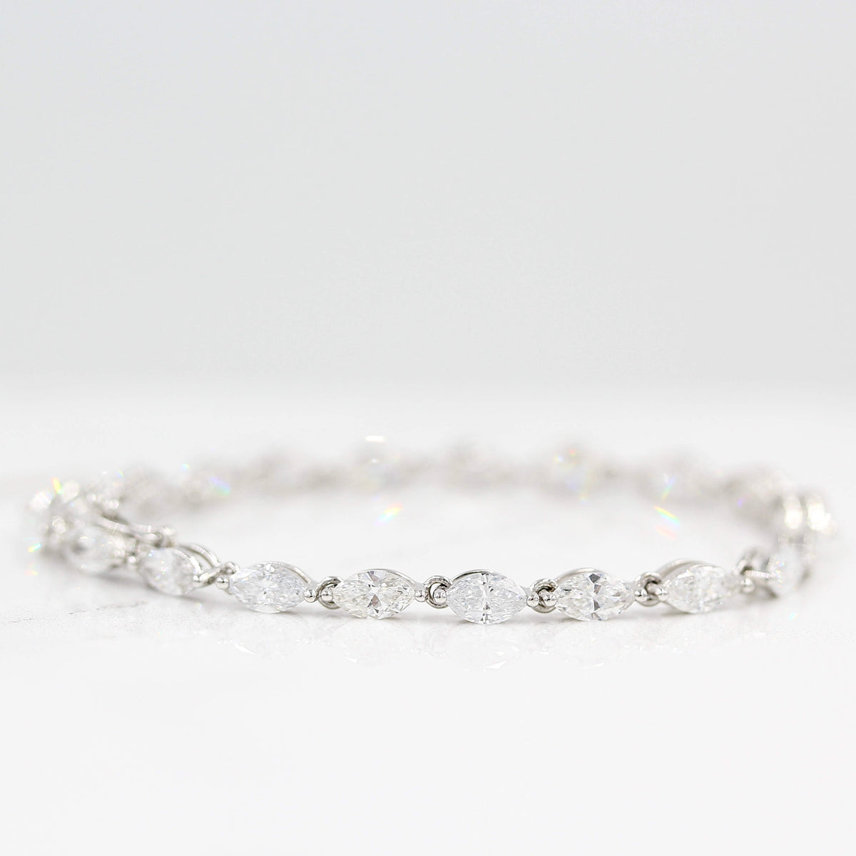 The Marquise Tennis Bracelet - Marquise - Yellow Gold - Box Clasp