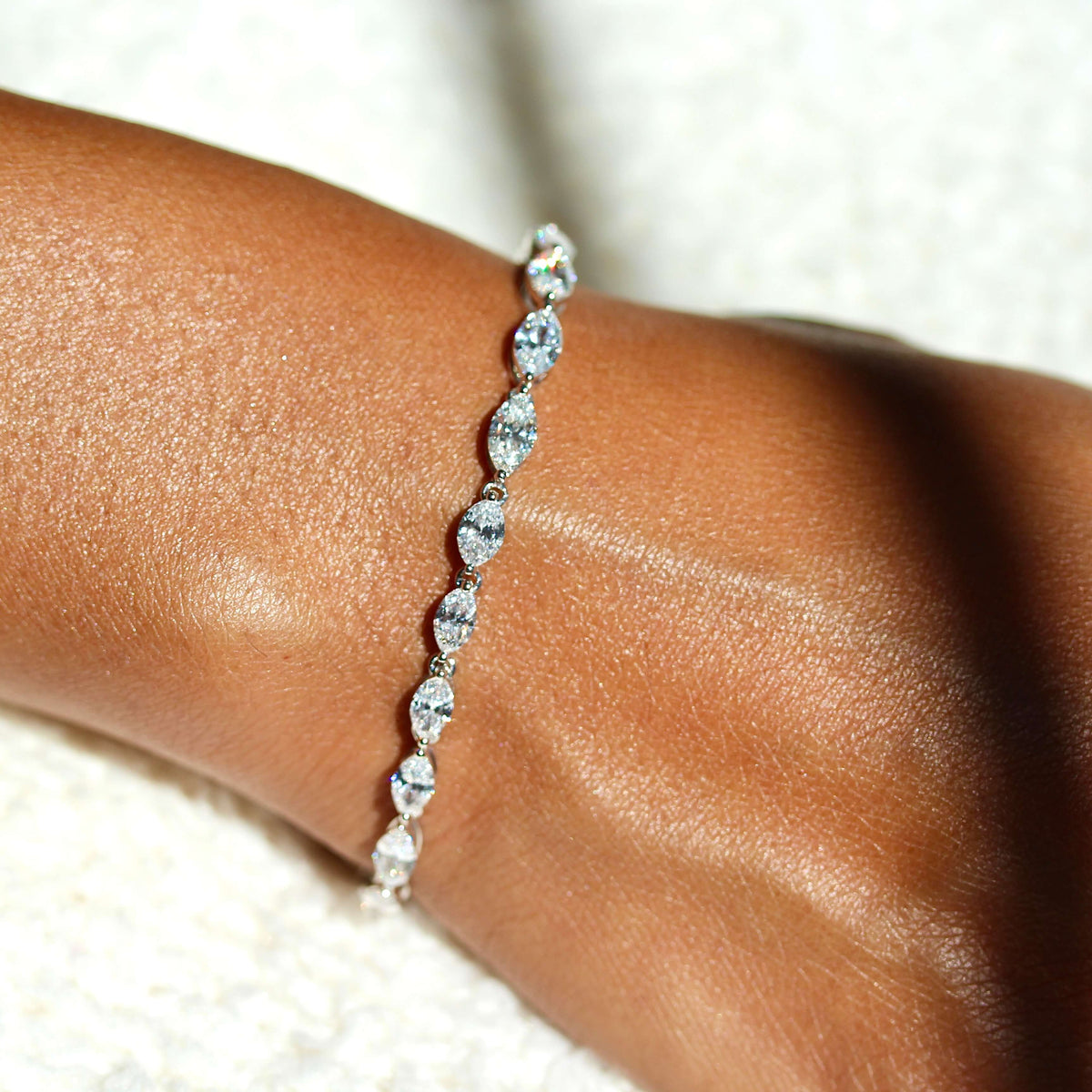 The Marquise Tennis Bracelet - Marquise - Yellow Gold - Box Clasp