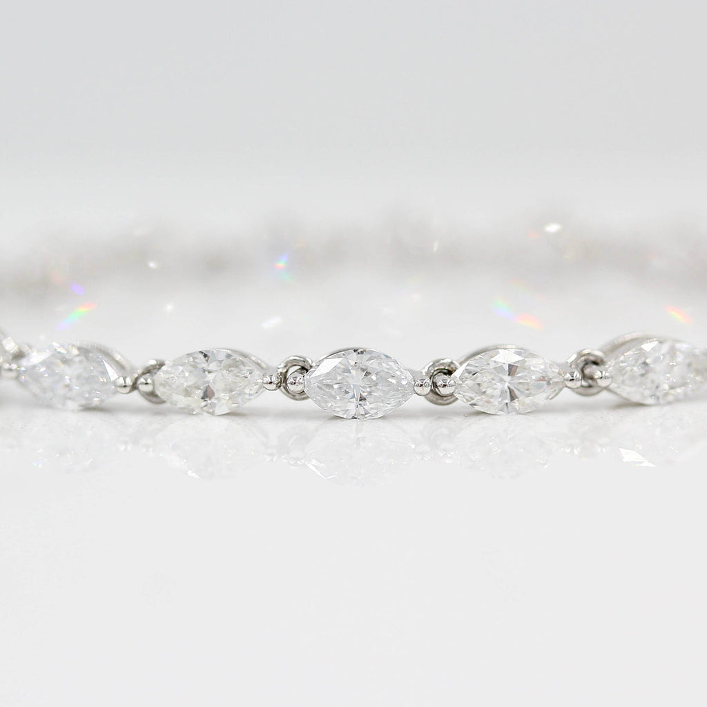 The Marquise Tennis Bracelet - Marquise - Yellow Gold - Box Clasp