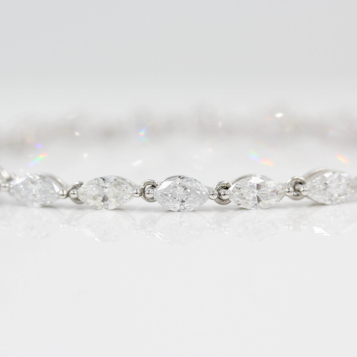 The Marquise Tennis Bracelet - Marquise - Yellow Gold - Box Clasp