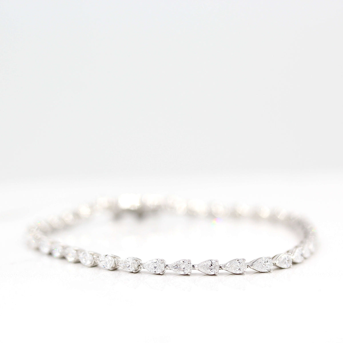The Pear Tennis Bracelet - Pear - Rose Gold - Box Clasp