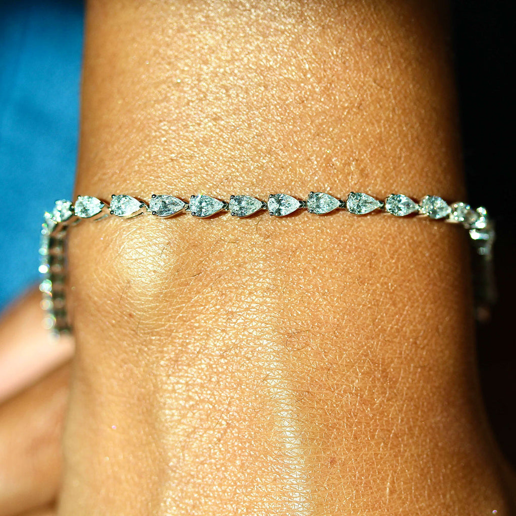The Pear Tennis Bracelet - Pear - Rose Gold - Box Clasp