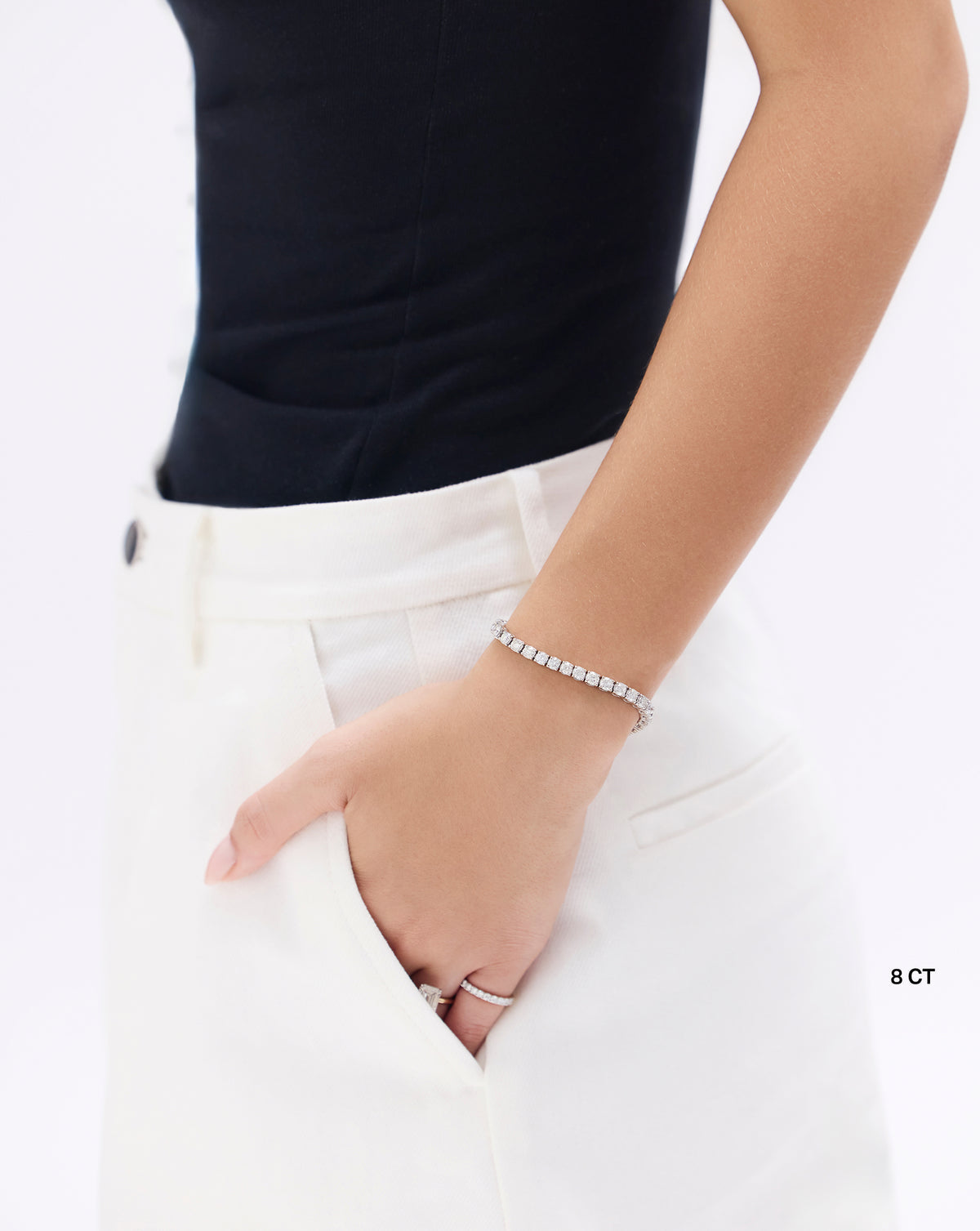 Classic Lab Diamond Tennis Bracelet - Round - Rose Gold - Box Clasp