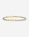 Baguette Tennis Chain Bracelet - Round - White Gold - Lobster
