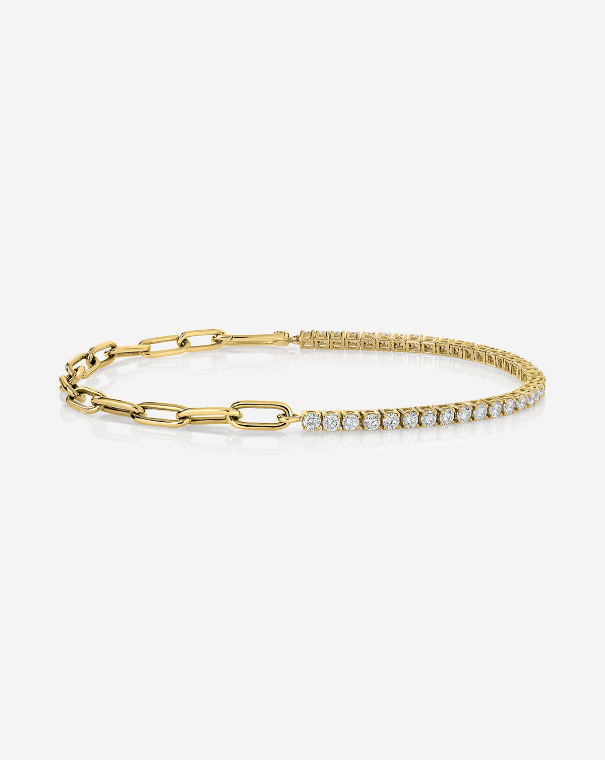 Round Tennis Chain Bracelet - Round - White Gold - Lobster