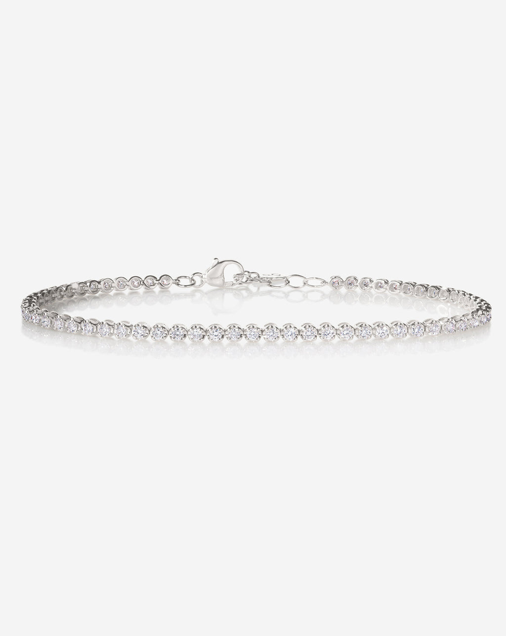 Mini Lab Diamond Tennis Bracelet - Round - White Gold - Box Clasp