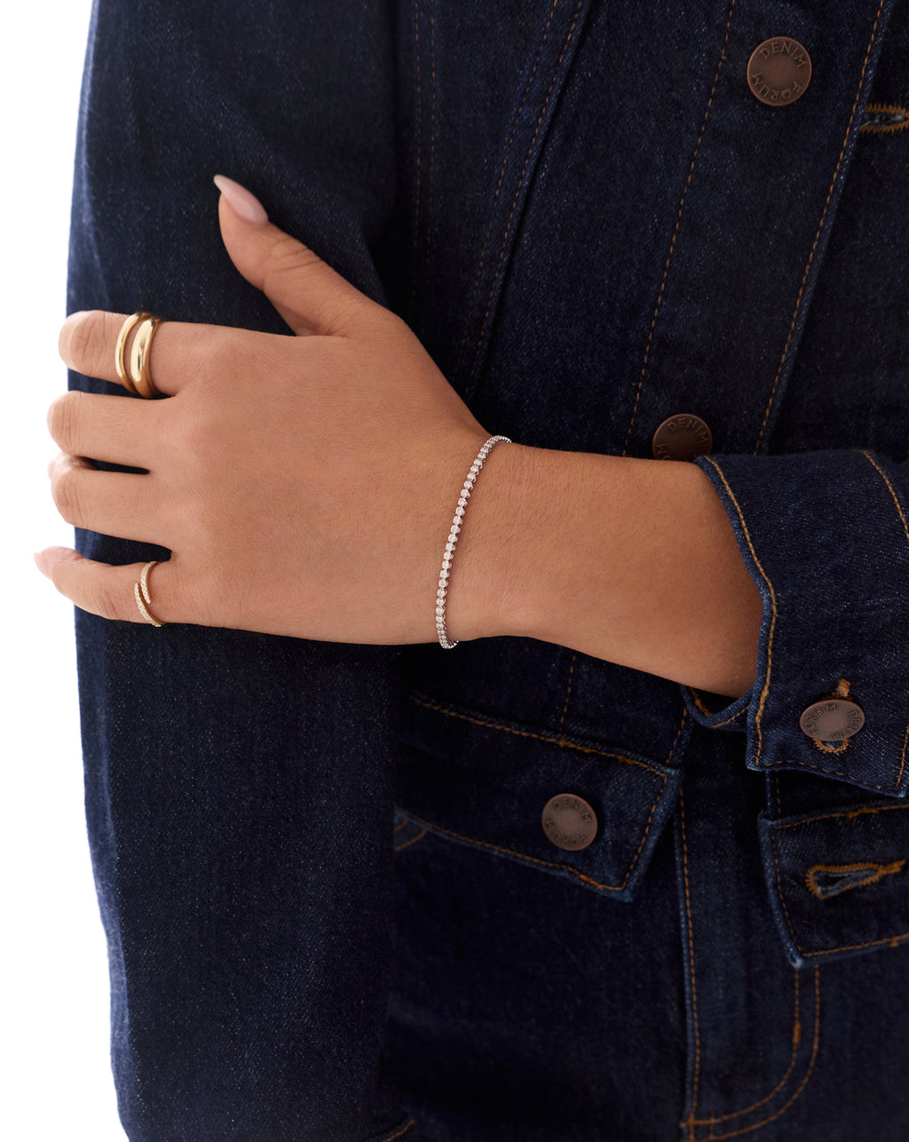 Mini Lab Diamond Tennis Bracelet - Round - White Gold - Box Clasp