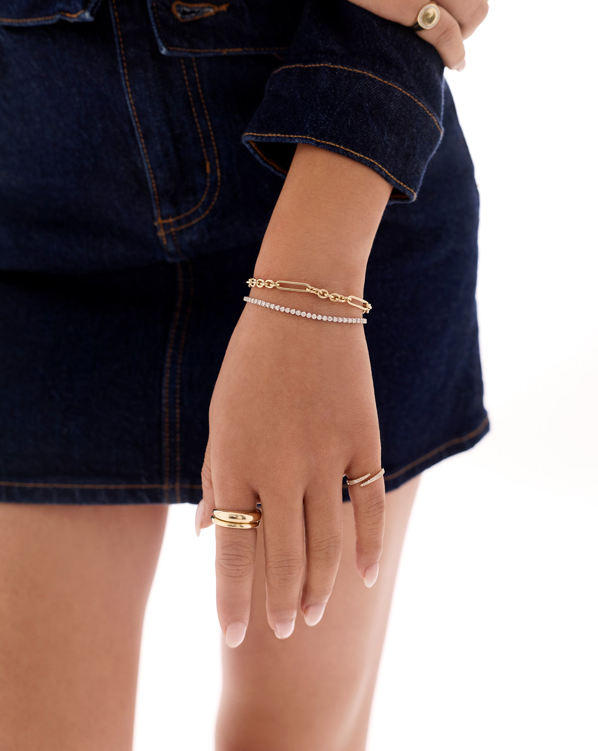 Mini Lab Diamond Tennis Bracelet - Round - White Gold - Box Clasp