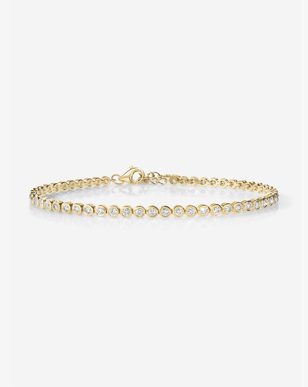 Bezel Mini Diamond Tennis Bracelet - Round - Rose Gold - Box Clasp