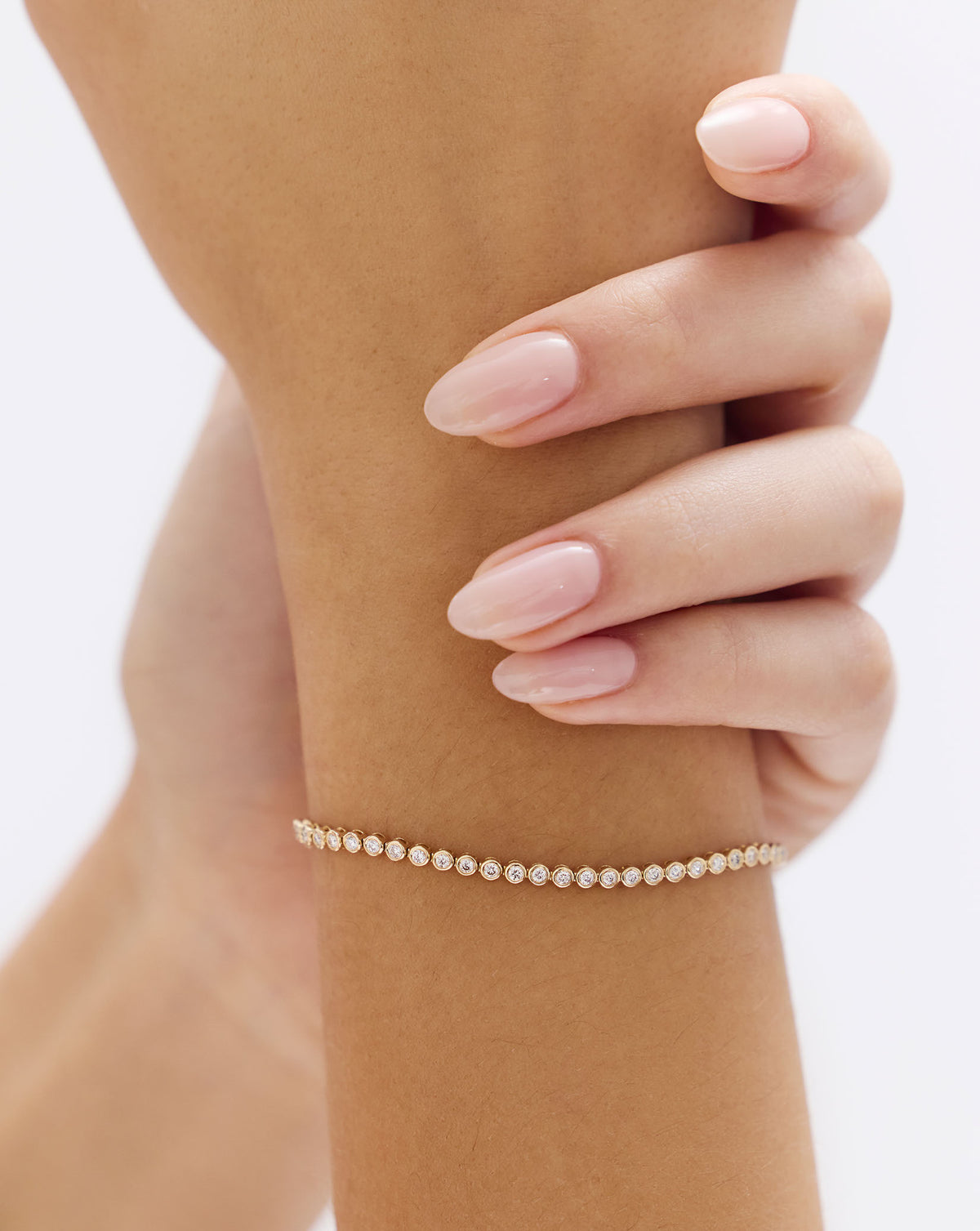Bezel Mini Diamond Tennis Bracelet - Round - Rose Gold - Box Clasp