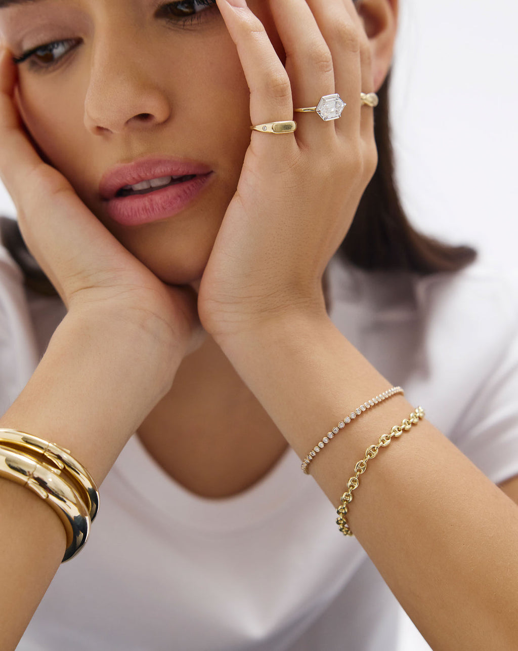 Bezel Mini Diamond Tennis Bracelet - Round - Rose Gold - Box Clasp
