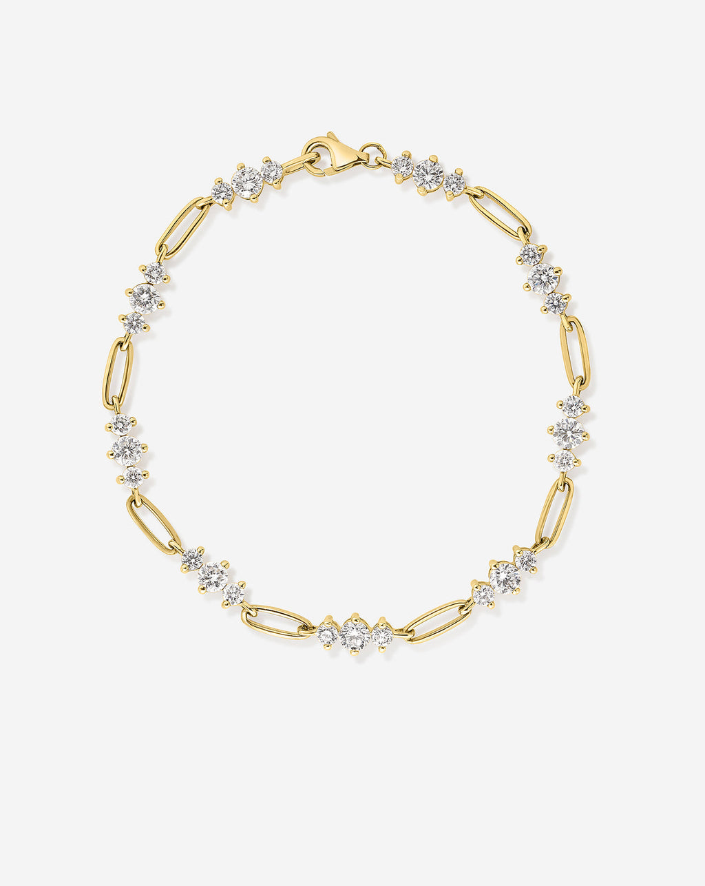 Graduated Diamond Chain Bracelet - Round - White Gold - Lobster