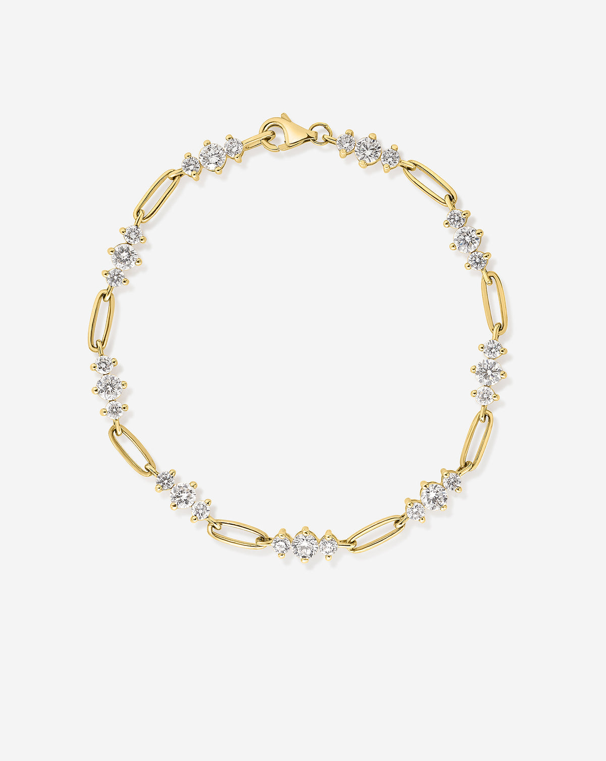 Graduated Diamond Chain Bracelet - Round - White Gold - Lobster