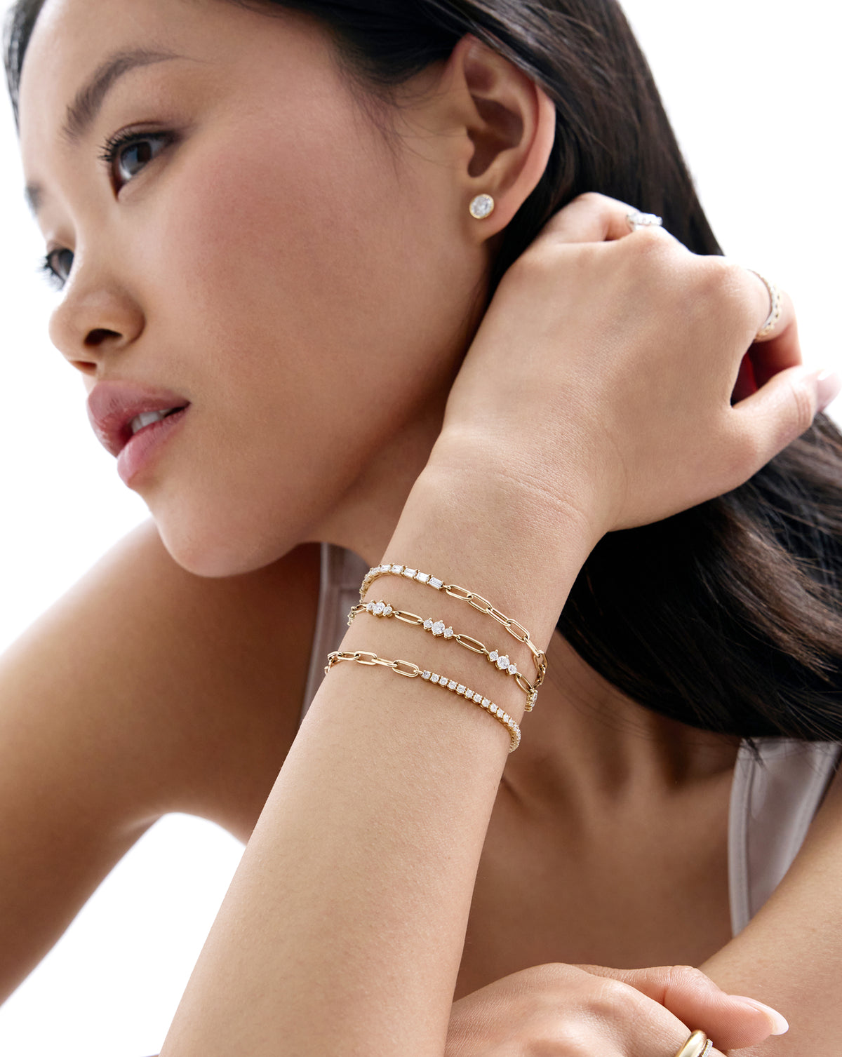 Graduated Diamond Chain Bracelet - Round - White Gold - Lobster