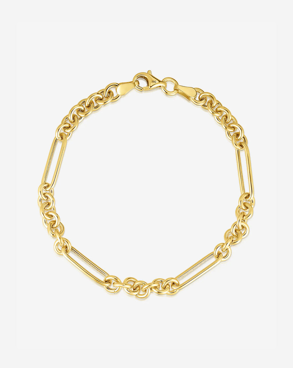 Mixed Link Chain Bracelet - Link - White Gold - Lobster