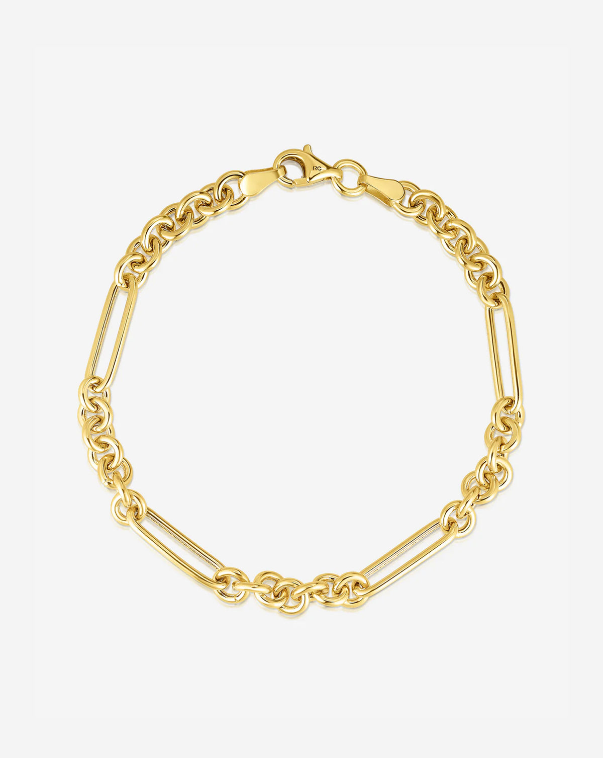Mixed Link Chain Bracelet - Link - White Gold - Lobster