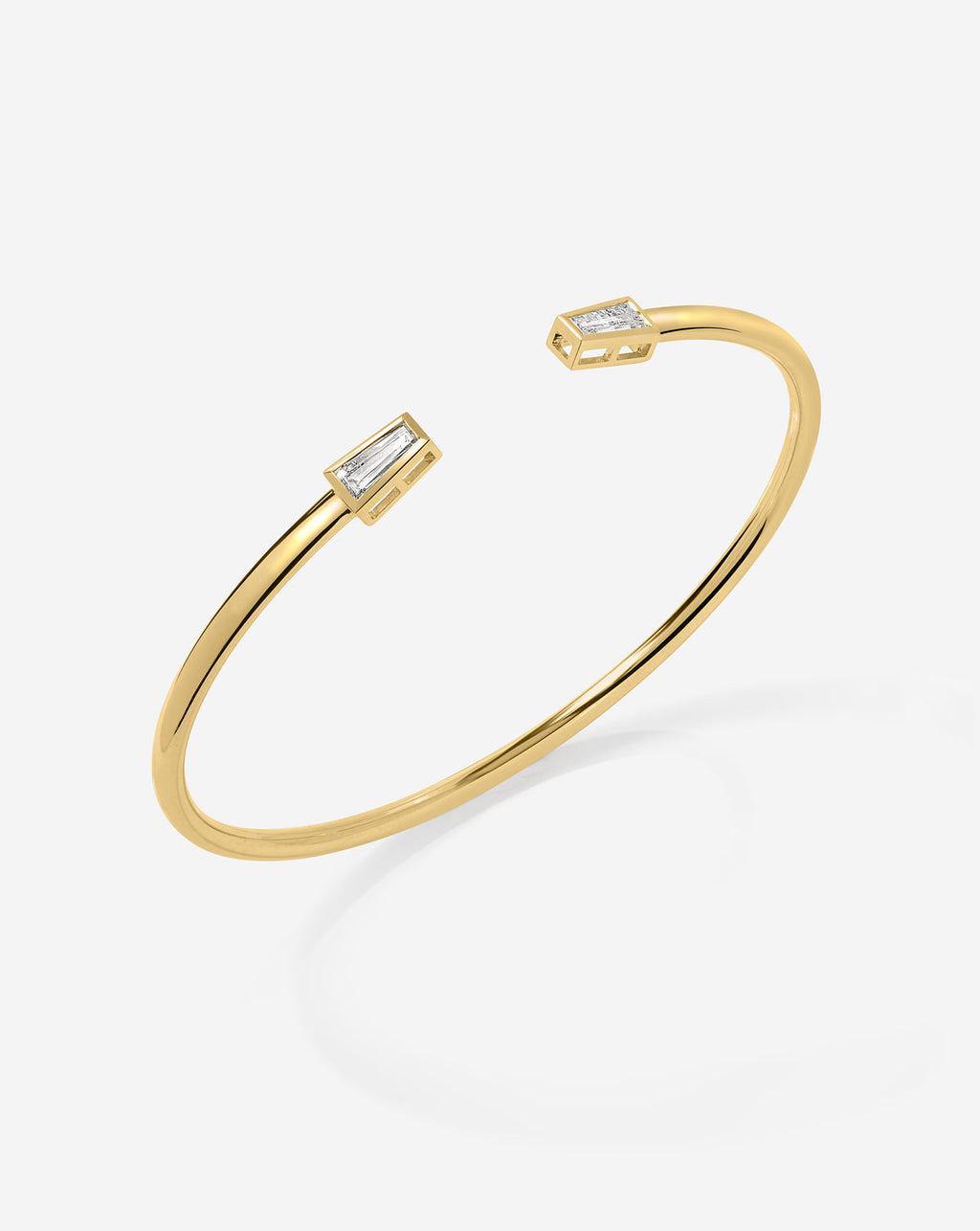 Tapered Baguette Flexi Cuff - Round - Yellow Gold - Hidden Slide