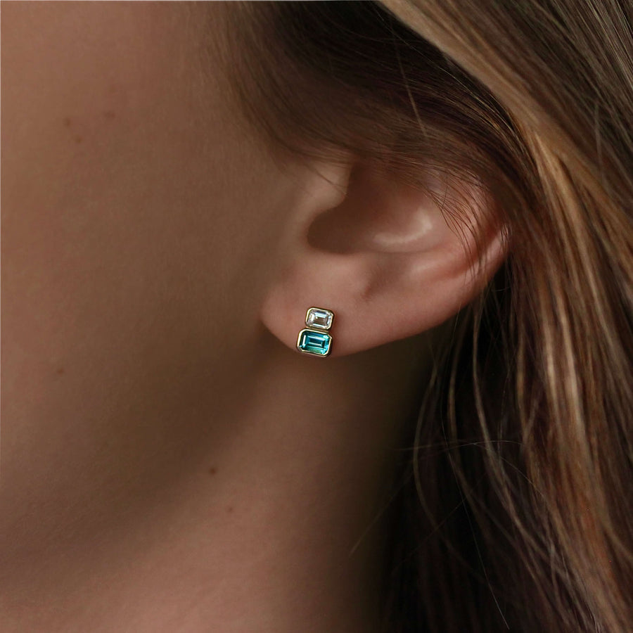 The Britta Two-Stone - Round - White Gold - Push Back