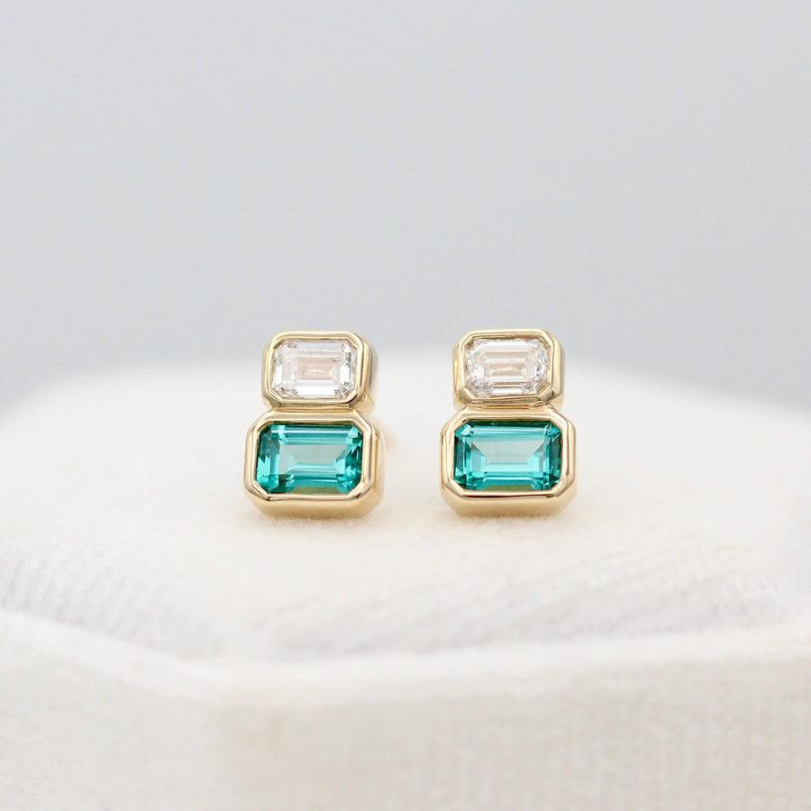 The Britta Two-Stone - Round - White Gold - Push Back