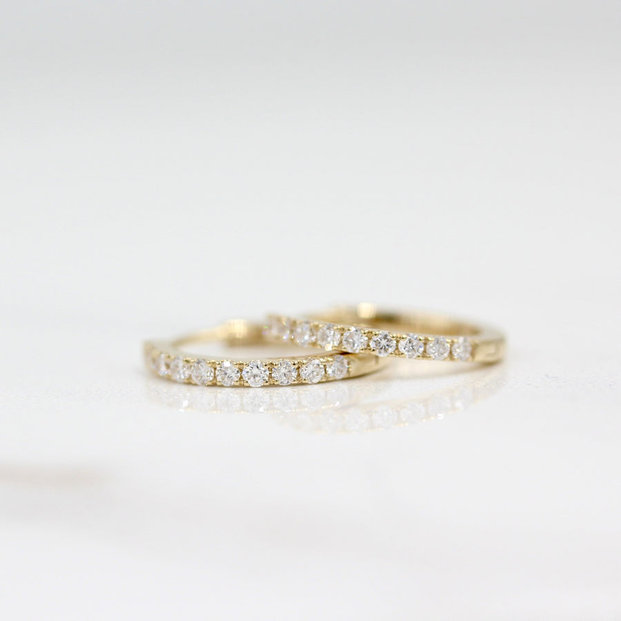 Diamond Huggies - Round - Rose Gold - Hinged Snap