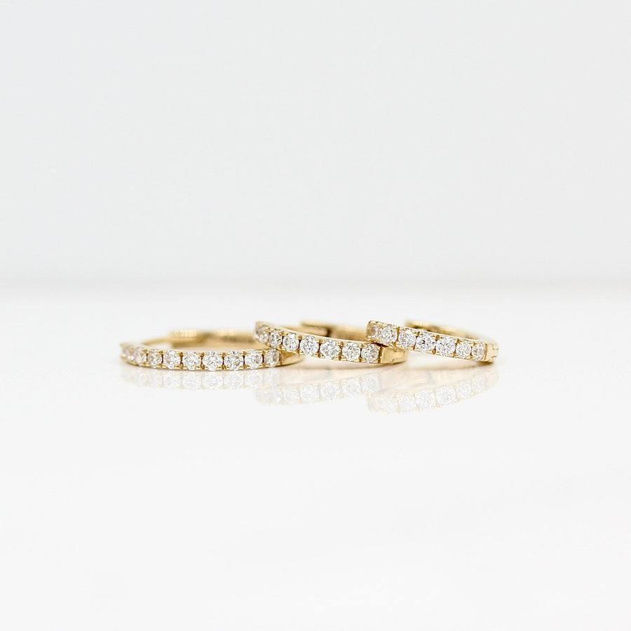 Diamond Huggies - Round - Rose Gold - Hinged Snap