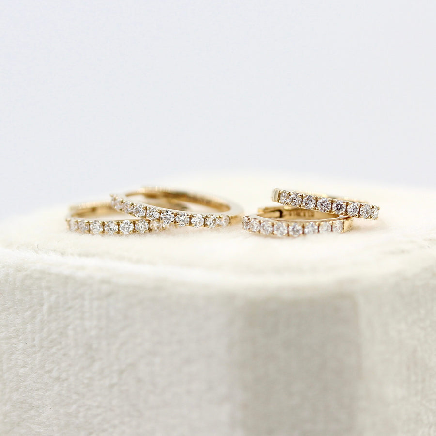 Diamond Huggies - Round - Rose Gold - Hinged Snap