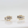 Baguette Five-Stone Earrings - Emerald - Rose Gold - Push Back