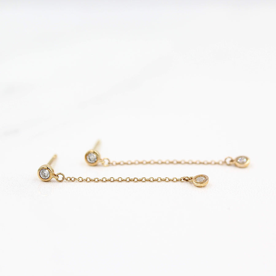 Diamond Drop Earrings - Pear - Rose Gold - Push Back