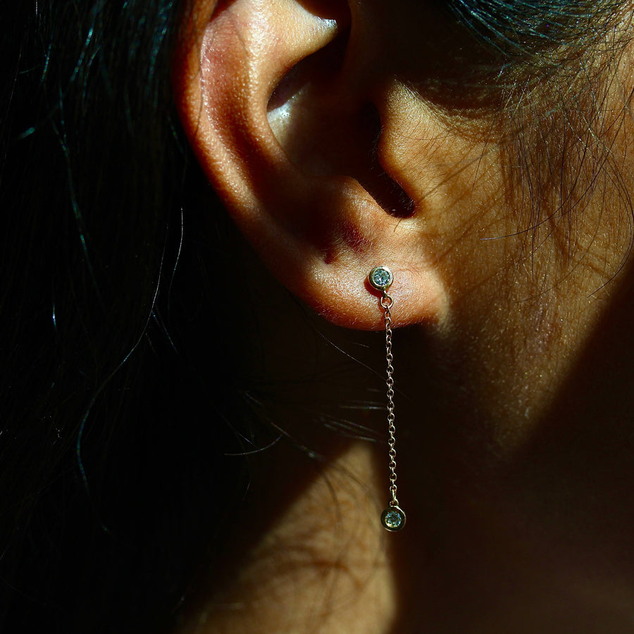 Diamond Drop Earrings - Pear - Rose Gold - Push Back