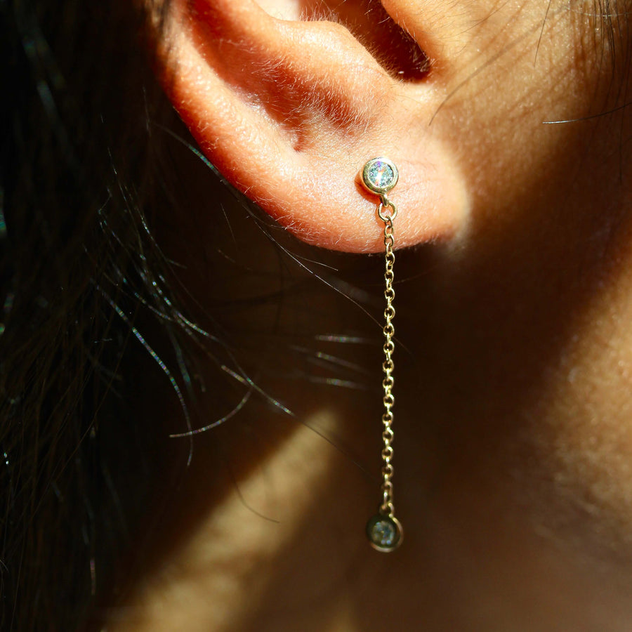 Diamond Drop Earrings - Pear - Rose Gold - Push Back