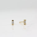 Petite Baguette Studs - Emerald - Yellow Gold - Push Back