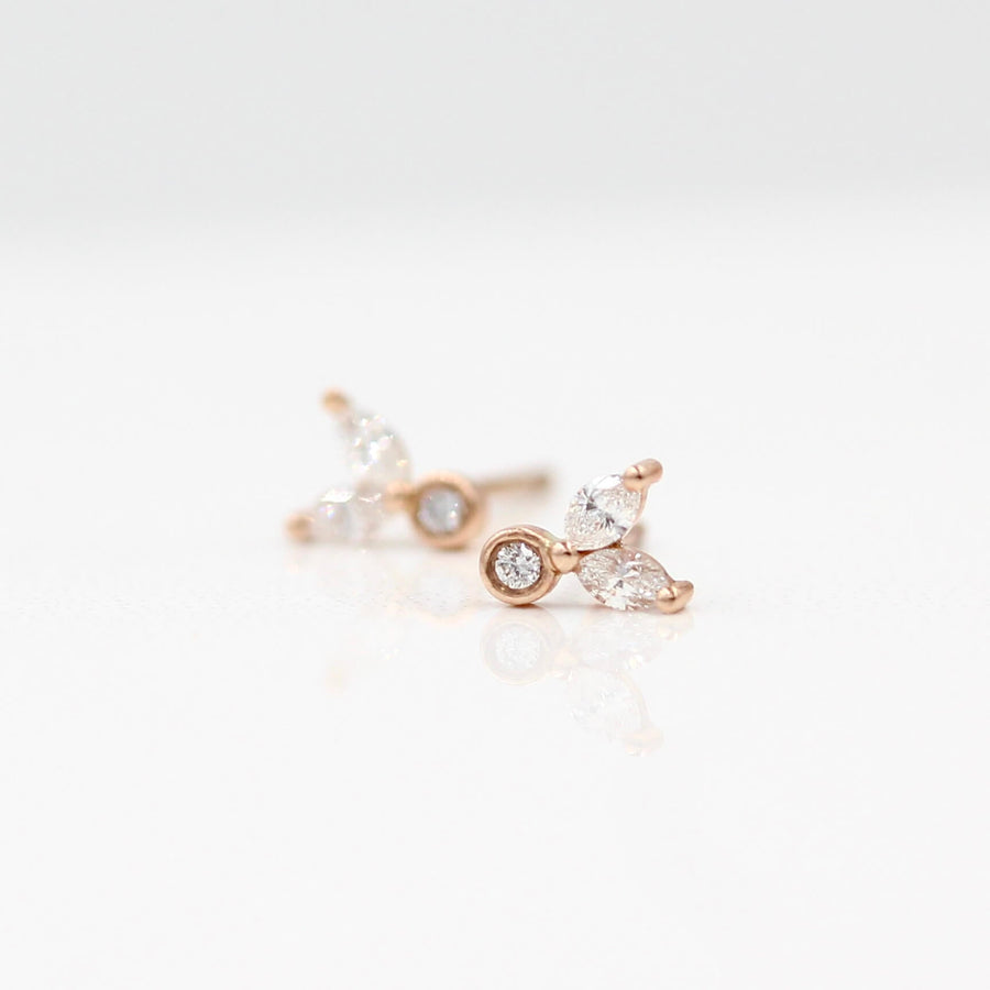 The Sophia Earrings - Round - Platinum - Push Back