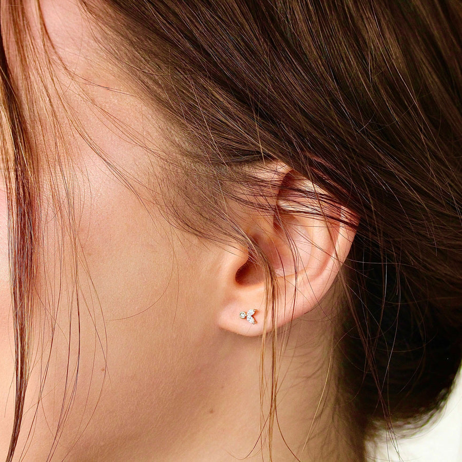 The Sophia Earrings - Round - Platinum - Push Back