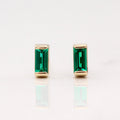 May Emerald Birthstone Studs - Emerald - Yellow Gold - Push Back
