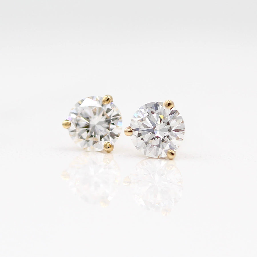 Martini Mounting Diamond Studs - Round - Platinum - Screw Back