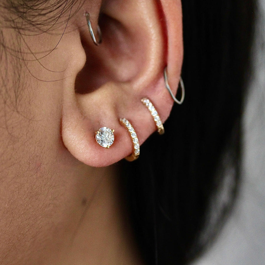 Martini Mounting Diamond Studs - Round - Platinum - Screw Back