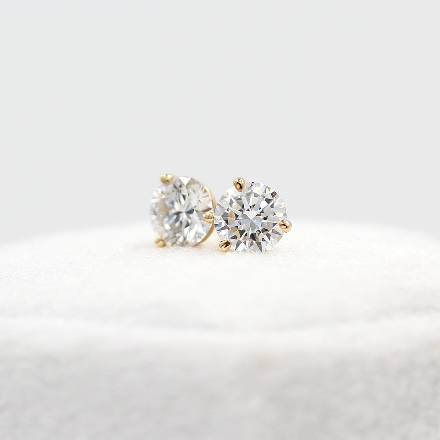Martini Mounting Diamond Studs - Round - Platinum - Screw Back