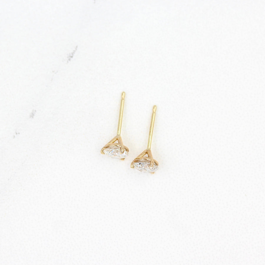 Martini Mounting Diamond Studs - Round - Platinum - Screw Back