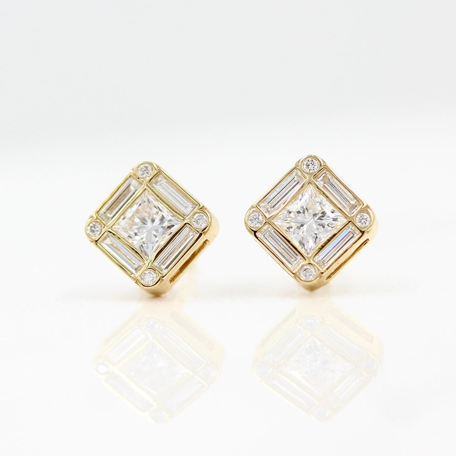 The Darby Earrings - Round - Platinum - Push Back