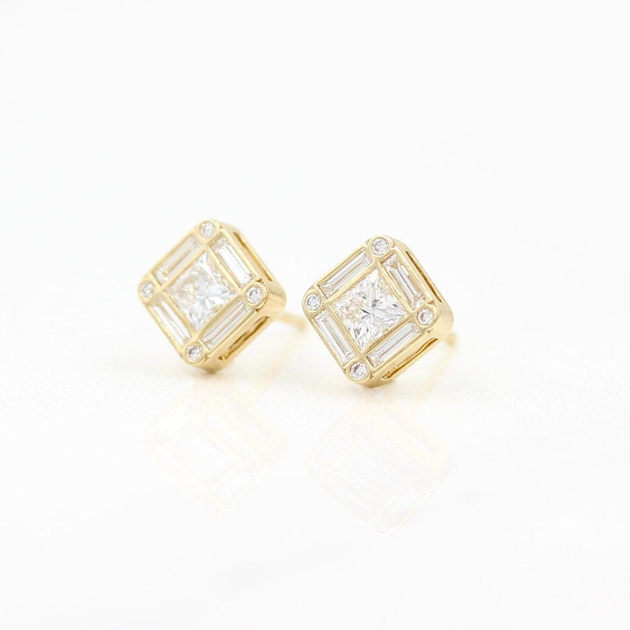 The Darby Earrings - Round - Platinum - Push Back