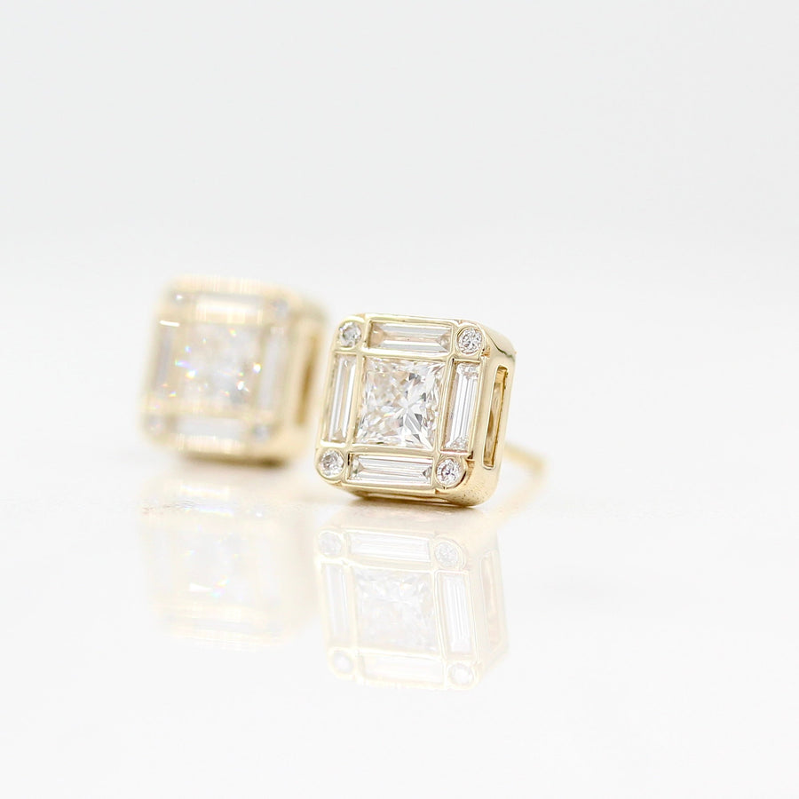 The Darby Earrings - Round - Platinum - Push Back