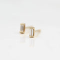 The Baguette Earrings - Emerald - Platinum - Push Back