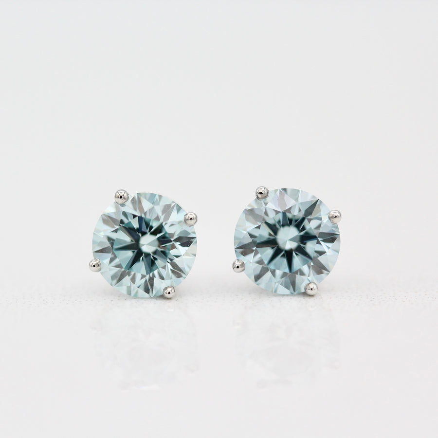 Blue Diamond Classic Studs · 2.03ct - Round - White Gold - Screw Back