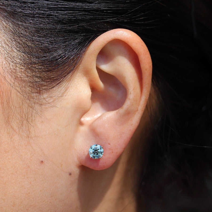 Blue Diamond Classic Studs · 2.03ct - Round - White Gold - Screw Back