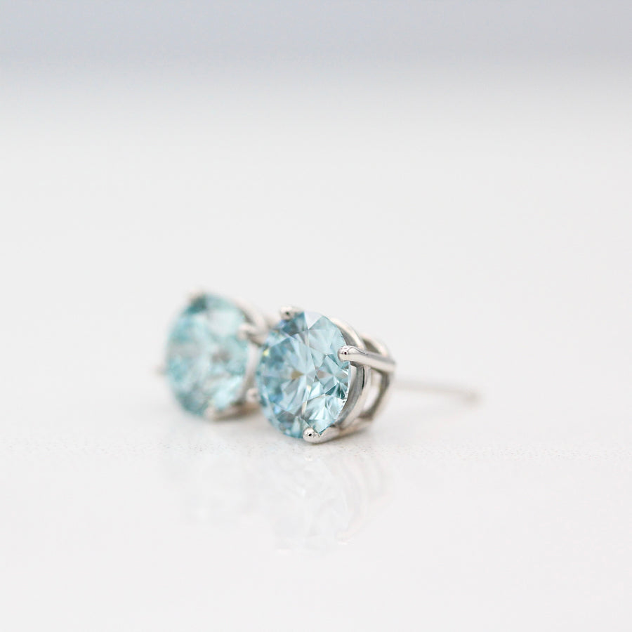 Blue Diamond Classic Studs · 2.03ct - Round - White Gold - Screw Back
