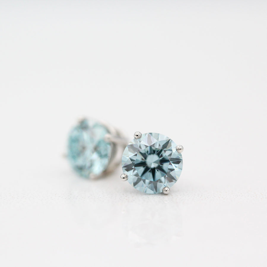 Blue Diamond Classic Studs · 2.03ct - Round - White Gold - Screw Back
