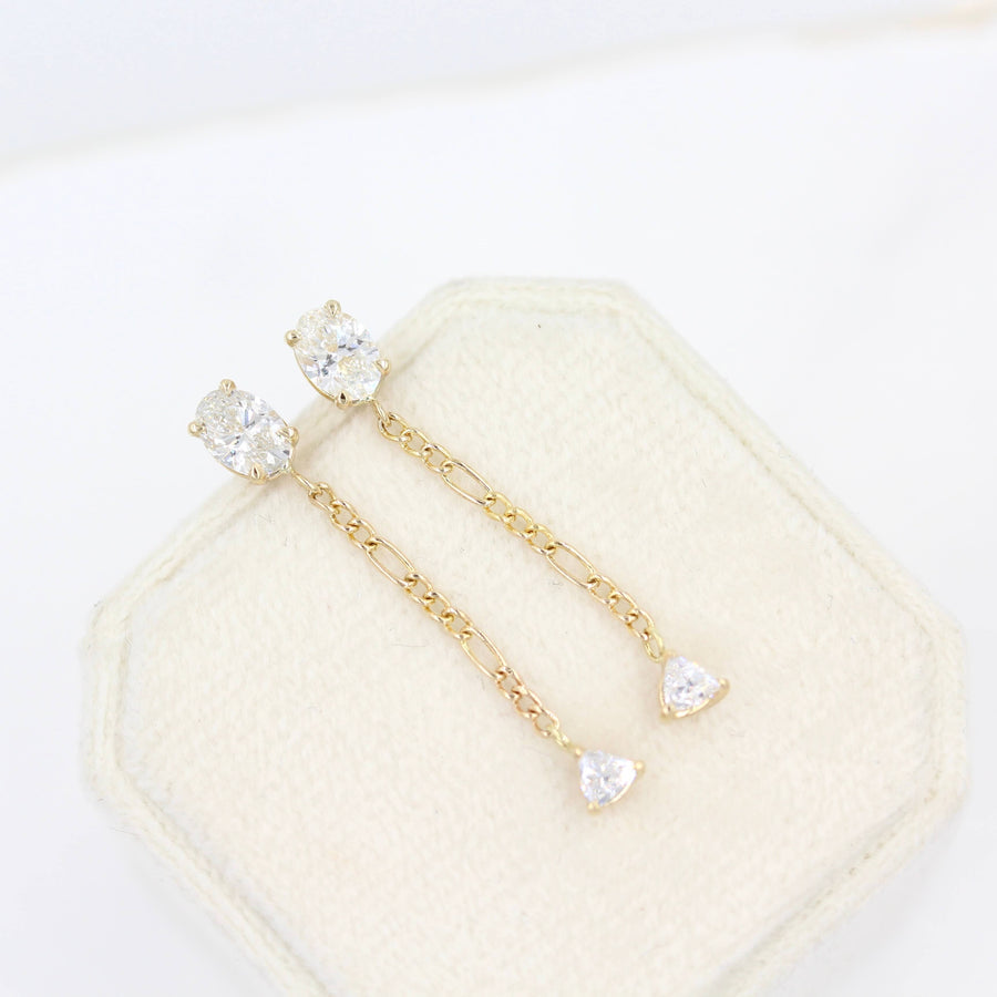 The Emilia Drops - Marquise - Platinum - Lever Back