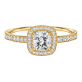 Deneuve - Cushion - Yellow Gold - Pavé